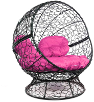Кресло садовое M-Group Апельсин / 11520408 (черный ротанг/розовая подушка) - 