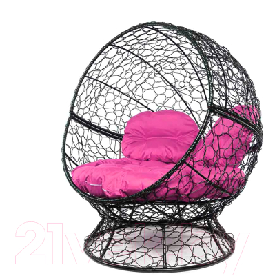 Кресло садовое M-Group Апельсин / 11520408 (черный ротанг/розовая подушка)