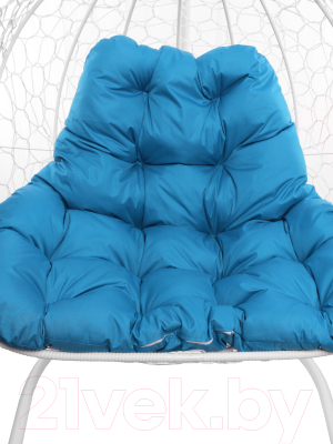 Кресло подвесное M-Group Для двоих / 11450103 (белый ротанг/голубая подушка)