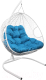 Кресло подвесное M-Group Для двоих / 11450103 (белый ротанг/голубая подушка) - 