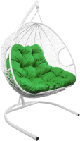 Кресло подвесное M-Group Для двоих / 11450104 (белый ротанг/зеленая подушка) - 