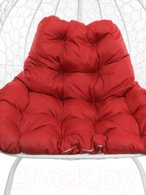 Кресло подвесное M-Group Для двоих / 11450106 (белый ротанг/красная подушка)