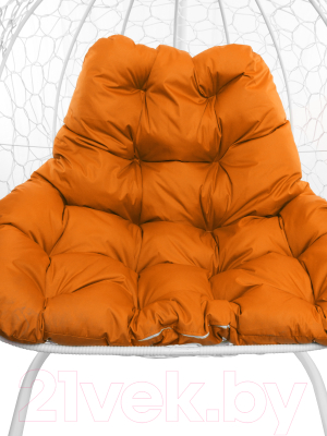 Кресло подвесное M-Group Для двоих / 11450107 (белый ротанг/оранжевая подушка)