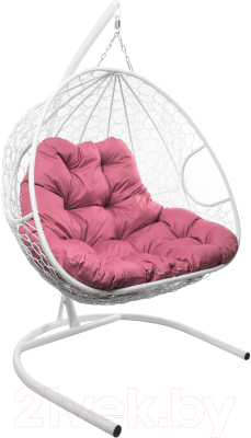 Кресло подвесное M-Group Для двоих / 11450108 (белый ротанг/розовая подушка)