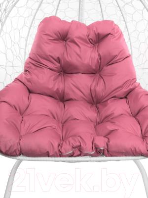 Кресло подвесное M-Group Для двоих / 11450108 (белый ротанг/розовая подушка)