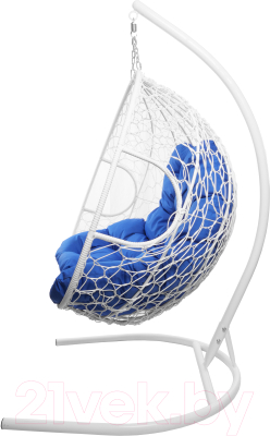 Кресло подвесное M-Group Для двоих / 11450110 (белый ротанг/синяя подушка)