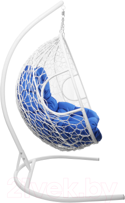 Кресло подвесное M-Group Для двоих / 11450110 (белый ротанг/синяя подушка)