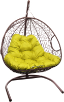 Кресло подвесное M-Group Для двоих / 11450211 (коричневый ротанг/желтая подушка) - 
