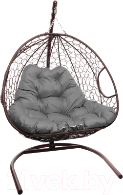 Кресло подвесное M-Group Для двоих / 11450209 (коричневый ротанг/серая подушка)