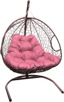 Кресло подвесное M-Group Для двоих / 11450208 (коричневый ротанг/розовая подушка) - 