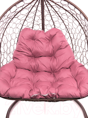 Кресло подвесное M-Group Для двоих / 11450208 (коричневый ротанг/розовая подушка)