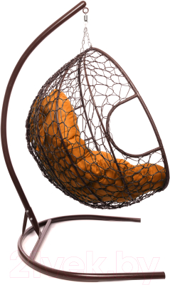 Кресло подвесное M-Group Для двоих / 11450207 (коричневый ротанг/оранжевая подушка)