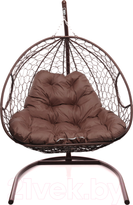 Кресло подвесное M-Group Для двоих / 11450205 (коричневый ротанг/коричневая подушка)