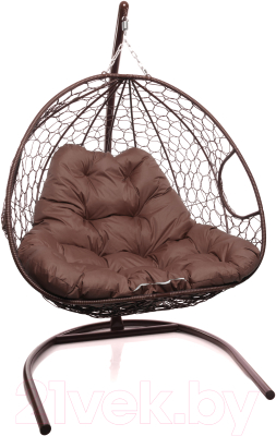 Кресло подвесное M-Group Для двоих / 11450205 (коричневый ротанг/коричневая подушка)