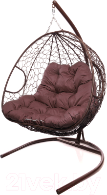 Кресло подвесное M-Group Для двоих / 11450202 (коричневый ротанг/бордовая подушка)