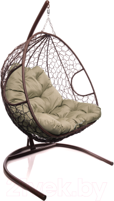 Кресло подвесное M-Group Для двоих / 11450201 (коричневый ротанг/бежевая подушка)