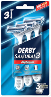 Набор бритвенных станков Derby Samurai3 Platinum 3 лезвия Одноразовые - 