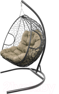 Кресло подвесное M-Group Для двоих / 11450301 (серый ротанг/бежевая подушка)