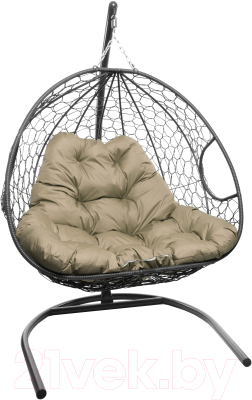 Кресло подвесное M-Group Для двоих / 11450301 (серый ротанг/бежевая подушка)