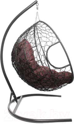 Кресло подвесное M-Group Для двоих / 11450302 (серый ротанг/бордовая подушка)