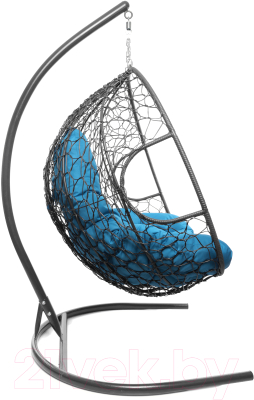 Кресло подвесное M-Group Для двоих / 11450303 (серый ротанг/голубая подушка)