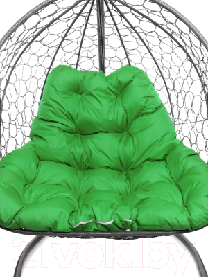 Кресло подвесное M-Group Для двоих / 11450304 (серый ротанг/зеленая подушка)