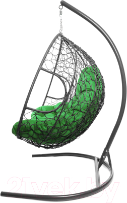 Кресло подвесное M-Group Для двоих / 11450304 (серый ротанг/зеленая подушка)