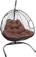 Кресло подвесное M-Group Для двоих / 11450305 (серый ротанг/коричневая подушка) - 