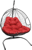 Кресло подвесное M-Group Для двоих / 11450306 (серый ротанг/красная подушка) - 