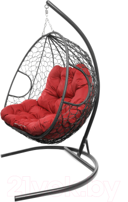 Кресло подвесное M-Group Для двоих / 11450306 (серый ротанг/красная подушка)