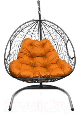 Кресло подвесное M-Group Для двоих / 11450307 (серый ротанг/оранжевая подушка)