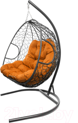 Кресло подвесное M-Group Для двоих / 11450307 (серый ротанг/оранжевая подушка)