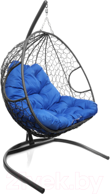 Кресло подвесное M-Group Для двоих / 11450310 (серый ротанг/синяя подушка)