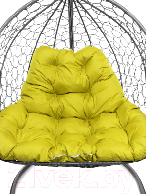 Кресло подвесное M-Group Для двоих / 11450311 (серый ротанг/желтая подушка)