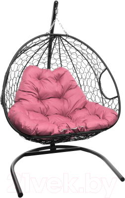 Кресло подвесное M-Group Для двоих / 11450408 (черный ротанг/розовая подушка)