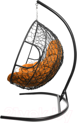 Кресло подвесное M-Group Для двоих / 11450407 (черный ротанг/оранжевая подушка)
