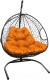 Кресло подвесное M-Group Для двоих / 11450407 (черный ротанг/оранжевая подушка) - 