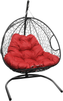 Кресло подвесное M-Group Для двоих / 11450406 (черный ротанг/красная подушка) - 