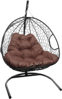 Кресло подвесное M-Group Для двоих / 11450405 (черный ротанг/коричневая подушка) - 