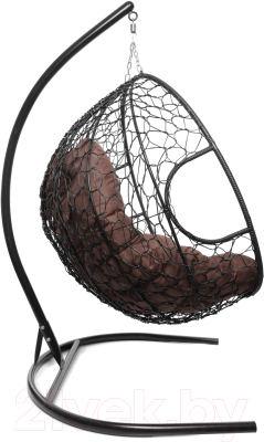 Кресло подвесное M-Group Для двоих / 11450405 (черный ротанг/коричневая подушка)