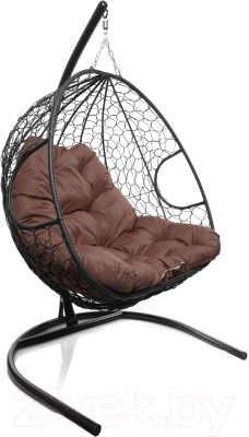 Кресло подвесное M-Group Для двоих / 11450405 (черный ротанг/коричневая подушка)