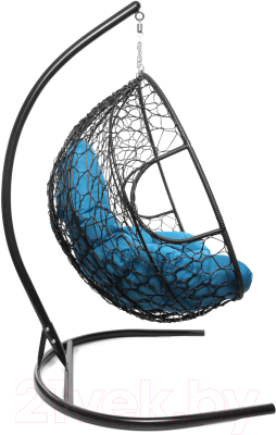Кресло подвесное M-Group Для двоих / 11450403 (черный ротанг/голубая подушка)
