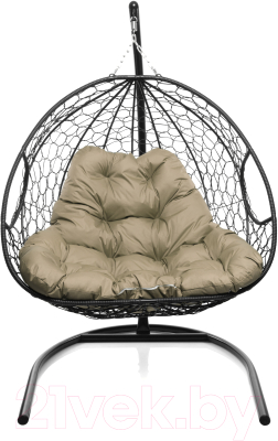 Кресло подвесное M-Group Для двоих / 11450401 (черный ротанг/бежевая подушка)