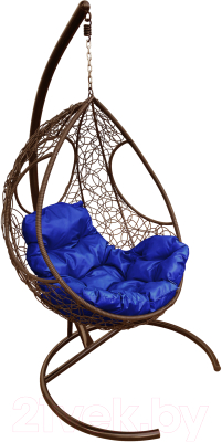 Кресло подвесное M-Group Долька / 11150210 (коричневый ротанг/синяя подушка)