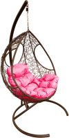 Кресло подвесное M-Group Долька / 11150208 (коричневый ротанг/розовая подушка) - 