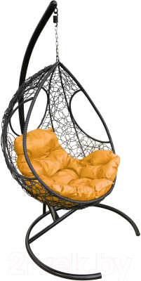 Кресло подвесное M-Group Долька / 11150411 (черный ротанг/желтая подушка)