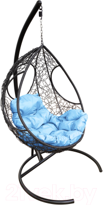 Кресло подвесное M-Group Долька / 11150403 (черный ротанг/голубая подушка)