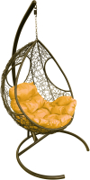 Кресло подвесное M-Group Долька / 11150211 (коричневый ротанг/желтая подушка) - 