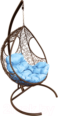 Кресло подвесное M-Group Долька / 11150203 (коричневый ротанг/голубая подушка)