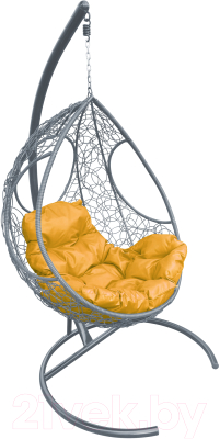 Кресло подвесное M-Group Долька / 11150311 (серый ротанг/желтая подушка)